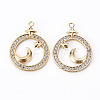 Brass Micro Pave Clear Cubic Zirconia Pendants KK-Q765-006-NF-1