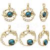 6Pcs 2 Styles Brass Micro Pave Clear Cubic Zirconia with Glass Pendants KK-BBC0019-04-1