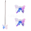 3Pcs Glass Butterfly Pendant Decorations AJEW-FH0005-36-1