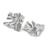 304 Stainless Steel Textured Square Ear Studs for Women EJEW-P234-05P-2
