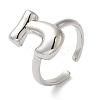 Initials Brass Open Cuff Ring for Women RJEW-N046-02J-P-1