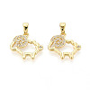 Brass Micro Pave Clear Cubic Zirconia Pendants KK-N259-03G-1