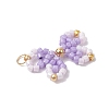 8Pcs Two Tone Glass Seed Beaded Bowknot Pendants PALLOY-CJ00137-4