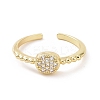 Clear Cubic Zirconia Flat Round Open Cuff Ring RJEW-E072-03G-2