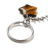 Reiki Natural Tiger Eye Moon & Star Pendant Keychains KEYC-P015-02P-05-3