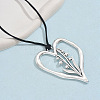 Birth Flower Heart Zinc Alloy Pendant Black Faux Suede Cord Necklaces for Women FS-WGA5BEC-05-1