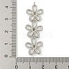 Brass Pave Clear Cubic Zirconia Three Flower Links Connector Charms KK-P277-51P-3