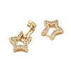 Brass Micro Pave Clear Cubic Zirconia Fold Over Clasps KK-C075-10G-2