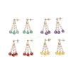 304 Stainless Steel Mixed Stone Dangle Stud Earrings EJEW-TA00740-2