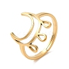 Ion Plating(IP) 304 Stainless Steel Crescent Moon Adjustable Ring for Women RJEW-M149-11G-3