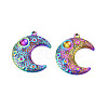 Rack Plating Rainbow Color 201 Stainless Steel Pendant Cabochon Settings STAS-T063-192M-2