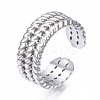 Non-Tarnish 304 Stainless Steel Twist Rope Open Cuff Ring RJEW-T023-47P-3
