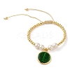 Adjustable Flat Round with Holy Virgin Charms Bracelet BJEW-Z073-01G-02-1