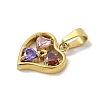 Ion Plating(IP) 304 Stainless Steel Micro Pave Cubic Zirconia Pendants STAS-Z107-04G-06-2