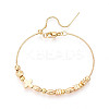 Adjustable Brass Beaded Slider Bracelets for Women BJEW-T022-18G-5