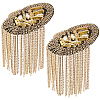 2Pcs Felt & Iron & Rhinestone Tassel Epaulette AJEW-CN0007-74A-G-1