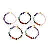 Natural Mixed Stone with Brass Round & Prism Beaded Bracelets for Women BJEW-G752-01G-2