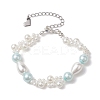 Glass Shell Pearl & ABS Plastic Imitation Pearl Beaded Bracelets for Women BJEW-JB10597-1
