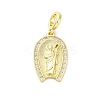 Brass Micro Pave Cubic Zirconia Saint European Dangle Charms KK-D325-27G-01-1