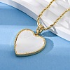 Brass White Enamel Heart Pendant Necklaces for Women NJEW-K381-10G-3