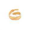 Ion Plating(IP) 304 Stainless Steel Leaf Open Cuff Ring for Women RJEW-S405-196G-2