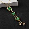 PVD Vacuum Plating 304 Stainless Steel Enamel Imitation Malachite Butterfly Pendant Necklaces NJEW-C063-02G-2