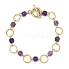 Natural Amethyst & Brass Open Jump Rings Link Bracelets for Women BJEW-JB14116-01-2