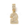 Brass Clear Cubic Zirconia European Dangle Charms LS-KK-R003-01G-02-2
