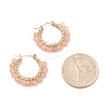 Faceted Round Natural Stone Beads Huggie Hoop Earrings for Girl Women EJEW-JE04687-6