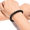 Synthetic Black Stone Beaded Stretch Bracelets B072-3-5
