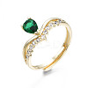 Green Cubic Zirconia Crown Adjustable Ring RJEW-N035-067-NF-3