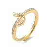 Rack Plating Brass Cubic Zirconia Arabic Letters Adjustable Rings for Women RJEW-S407-10G-03-1