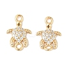 Brass Micro Pave Cubic Zirconia Connector Charms KK-R219-06G-1