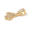 Brass Clear Cubic Zirconia European Dangle Charms LS-KK-R003-01G-04-3