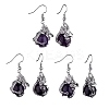 Natural Amethyst Dragon Dangle Earrings EJEW-A092-06P-01-3