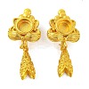 Flower Brass Earring Hooks with Round Tray KK-G502-22G-1