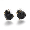 Natural Obsidian Stud Earrings X-EJEW-L196-03G-1