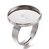 Tarnish Resistant Adjustable 304 Stainless Steel Finger Rings Components STAS-F149-18P-G-3