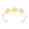Alloy Flower with Imitation Pearl Beaded Open Cuff Bangle for Women LS-BJEW-D054-02G-03-2