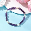 Natural Amethyst & Cultured Freshwater Pearl Beaded Stretch Bracelets for Women BJEW-JB13327-1