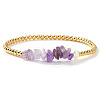 Brass & Natural Amethyst Chip Beads Stretch Bracelets for Women DR0558-4-1