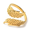 304 Stainless Steel Double Wing Open Cuff Ring LS-RJEW-F149-01G-2