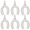 6Pcs CZ Brass Micro Pave Cubic Zirconia Horse Shoe Charms ZIRC-BBC0002-42-1