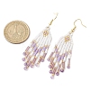 Woven Seed Beads & Natural Gemstone Tassel Earrings EJEW-MZ00154-4