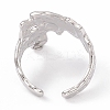 Non-Tarnish 304 Stainless Steel Wide Flower Open Cuff Ring for Women RJEW-G275-05P-3