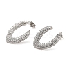 Brass Micro Pave Clear Cubic Zirconia Stud Earrings for Women EJEW-A040-04P-1