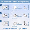 60Pcs 3 Style 304 Stainless Steel Stud Earring Findings STAS-SP0001-57-2