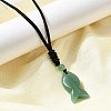 Natural Mixed Stone Fish Pendant Black Nylon Cord Necklaces NJEW-G185-01-4