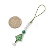 Brass Glass with Natural Quartz Crystal with Natural White Jade Mobile Straps HJEW-JM02288-2