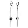 304 Stainless Steel Crystal Rhinestone Flat Round Tassel Hoop Earrings EJEW-G453-02P-4